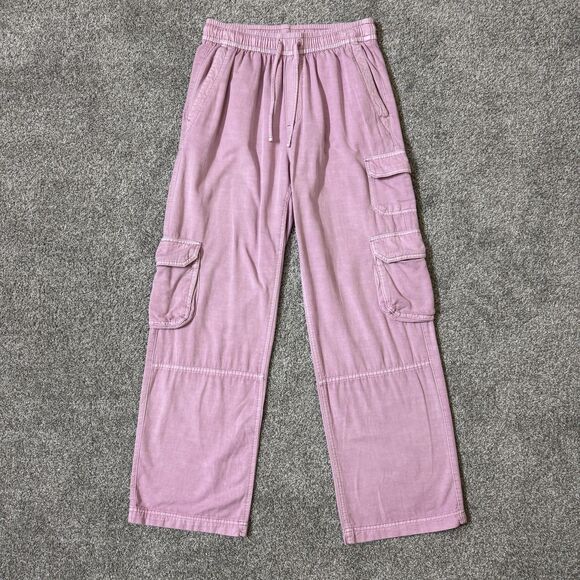Old Navy Pants Womens XS Lavender Drapey Cargo Mid-Rise Wide Leg Drawstring - Picture 1 of 10